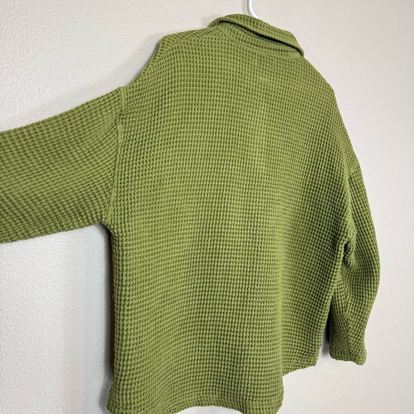 PAPER LABEL Lanca Waffle Knit shacket jacket Button down in moss large A - Picture 9 of 12